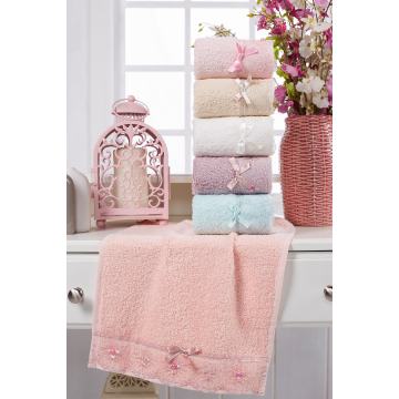 Lacy Laced Hand Towel 6'lı colorful cotton produced clipping embroidered hand and face towel