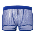 Men Sexy Boxer Underwear Summer Hollow Out Underwear Solid Color Breathtable Mesh Transparent Low Rise Panties Fashion