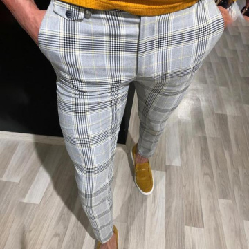 JODIMITTY Fashion Mens Slim Fit Trousers Check Casual Pants Joggers Tartan Jogging Skinny Bottoms New Plus Size 2020Men Trousers