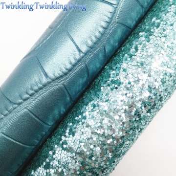 BLUE Glitter Fabric, Crocodile Faux Leather Fabric, Synthetic Leather Fabric Sheets For Bow A4 8