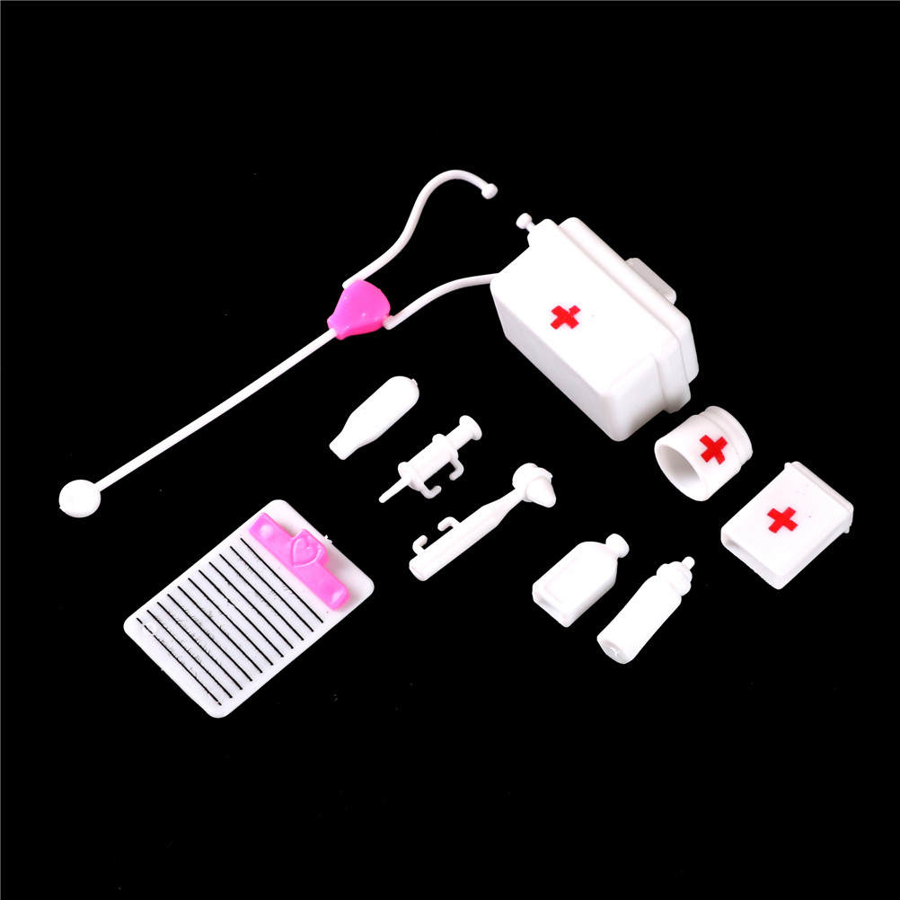 1 Set Plastic Medical Kit Doll Medicine Box For Pets Toys Doctor Toys For Girls Kids Role Play Pretend Play Doll Accessories