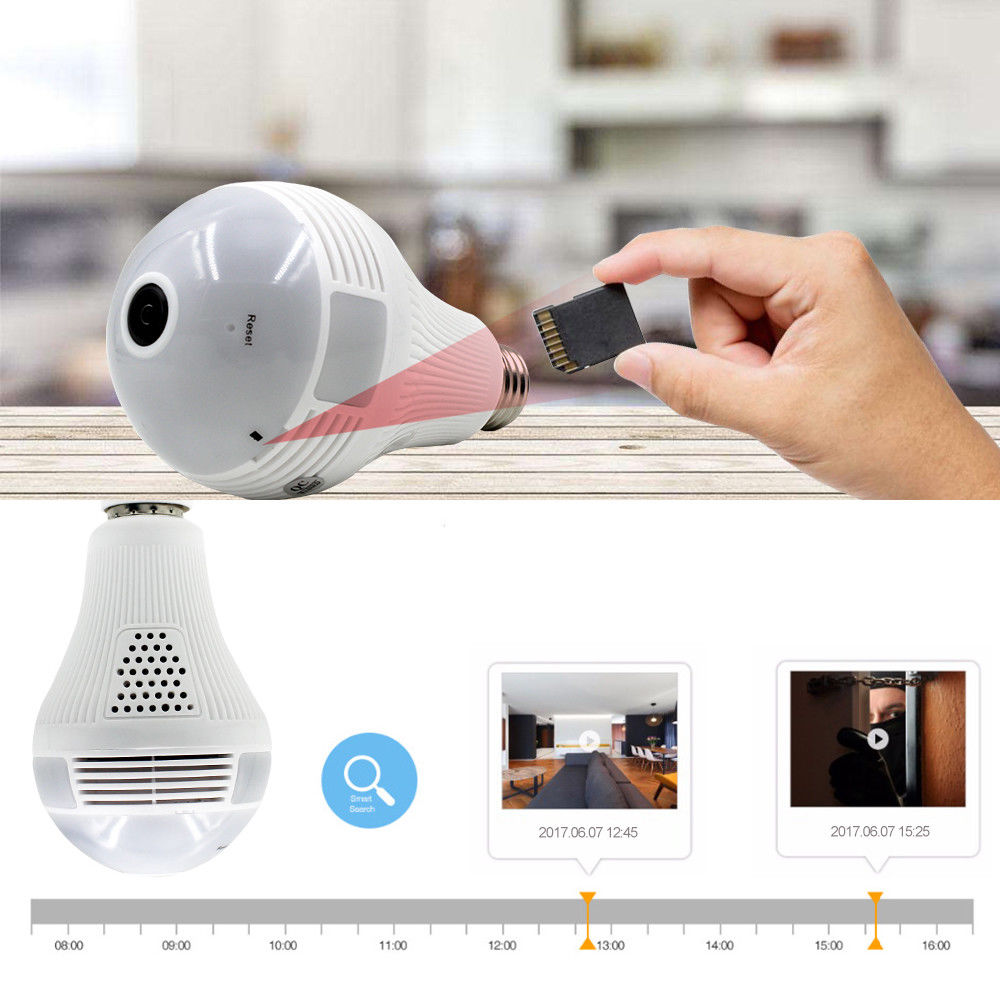 Mini IP Camera 360 Degree LED Light 960P Wireless Panoramic Home Security Security WiFi CCTV Fisheye Bulb Lamp Two Ways Audio