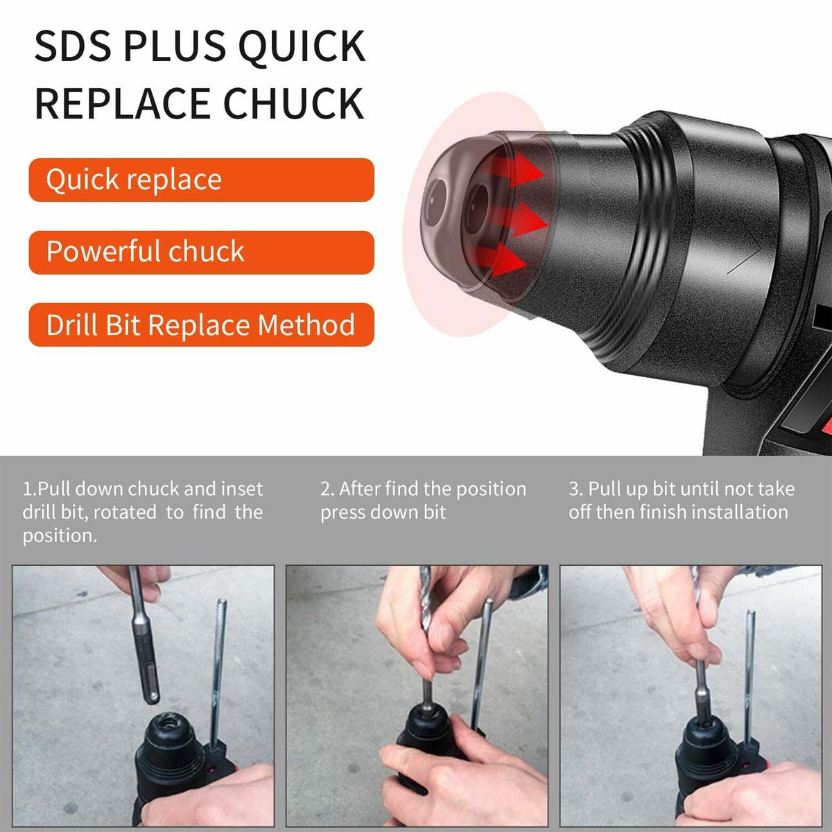 Electric Brushless Rotary Hammer Rechargeable Multifunction Electric Hammer Impact Power Drill Tool for 198Vf Makita Battery