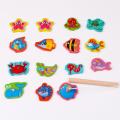 Baby Educational Toys 7-15Pcs Fish Wooden Magnetic Fishing Toy Set Fish Game Educational Fishing Toy