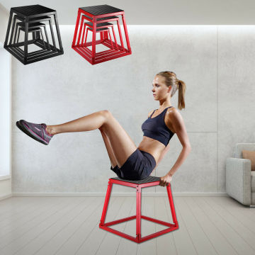 VEVOR 12-30 Inch Plyometric Platform Box Set Jump Box Steps for Cross Exercise Fit Bounce Training Jumping Stools, Black/Red