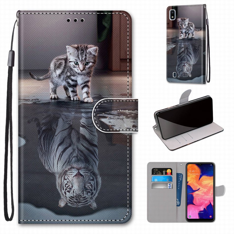 For Case Samsung Galaxy J4 Plus 2018 J4 Core J330 J310 J3 2016 2017 Flip Leather Book Cover Phone Bag Tiger Wolf Tiger DP08F