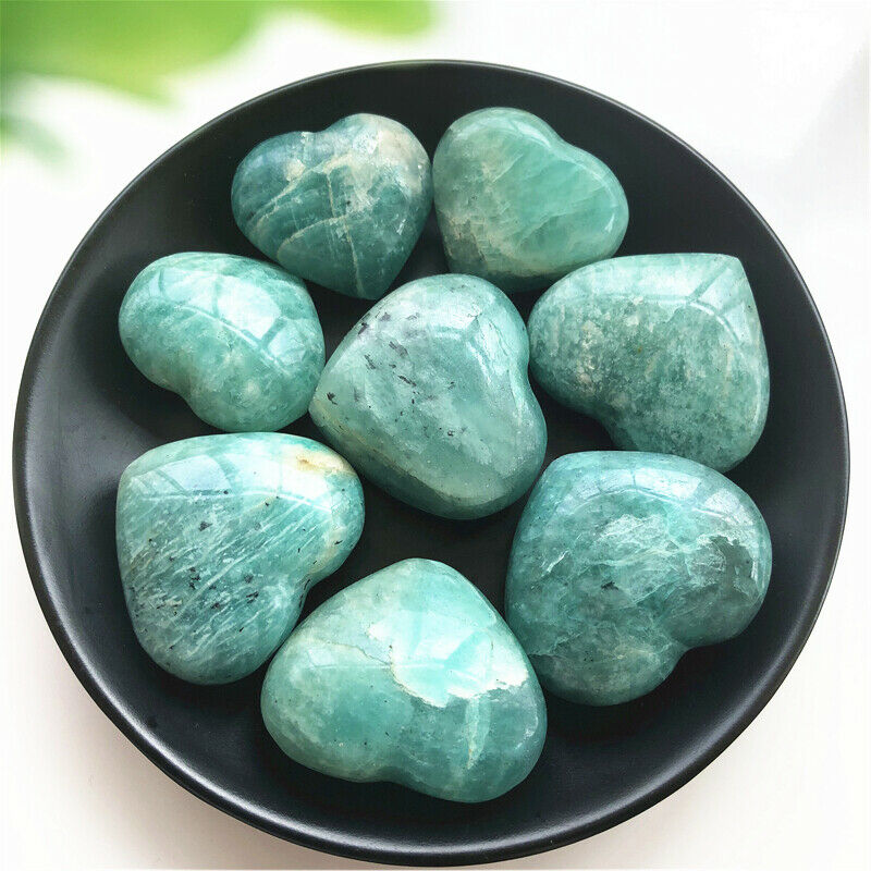 1pc Natural Beautiful Amazonite Quartz Crystal Heart Polished Stone Healing Natural Stones and Minerals