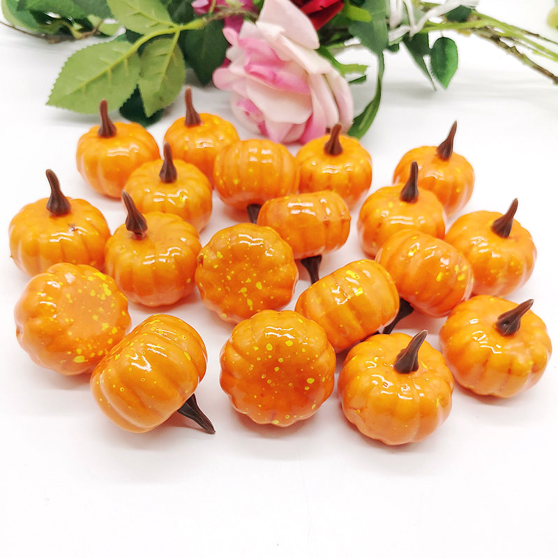 1/12pcs Orange/ White Artificial Pumpkin Ornament Halloween Home DIY Decoration Mini Fake Vegetables Foam Simulation Pumpkin