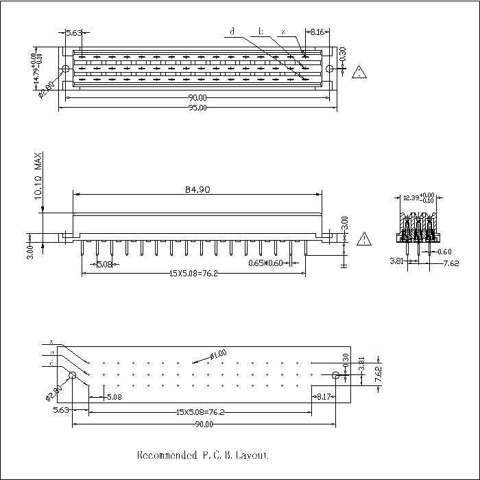 DFS-XX-XXX-D02 DIN41612 Vertical Female F Type High Power Connectors 48 Positions