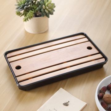 1300ML Bamboo Tea Tray-Japanese imitation ceramics Tea Set-Drainage Water Storage Tea Tray -Room Tea Board-Chinese Tea Tools