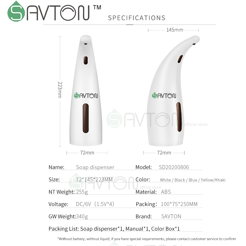 SAVTON Liquid Intelligent Soap Dispenser Induction Automatic Handwashing Fluid Machine For Kitchen Bathroom Smart Soap Dispenser