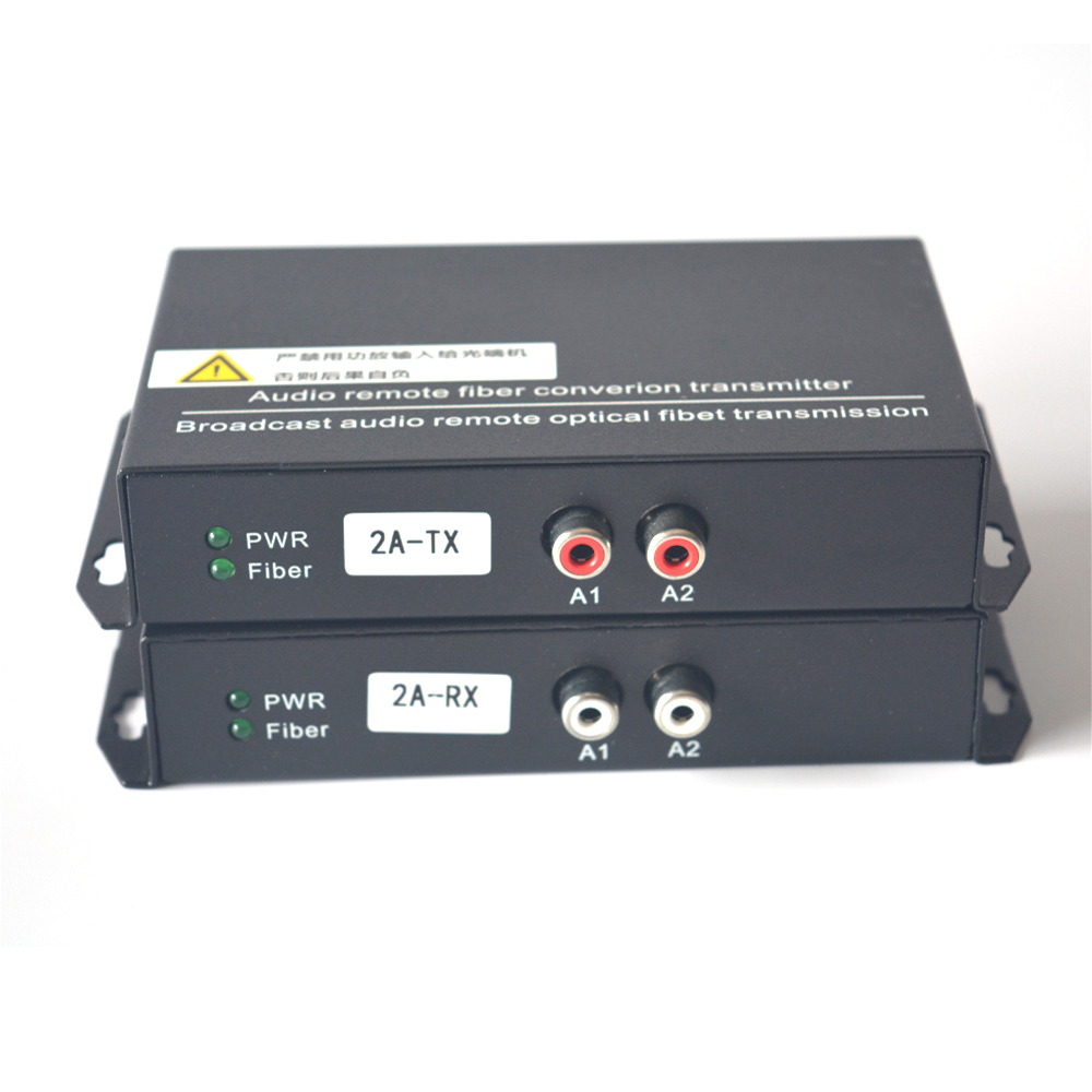 2 channel Audio Fiber Optic Media Converter Extender - Singlmode Fiber up 20Km & Multimode 500m for Broadcasting Intercom System