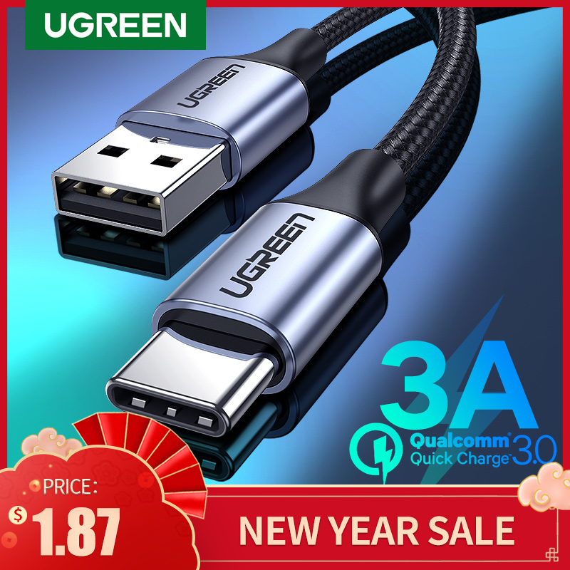 Ugreen USB Type C Cable for Samsung S10 S9 3A Fast USB Charging Type-C Charger Data Cable for Redmi note 8 pro USB-C Cabo Wire