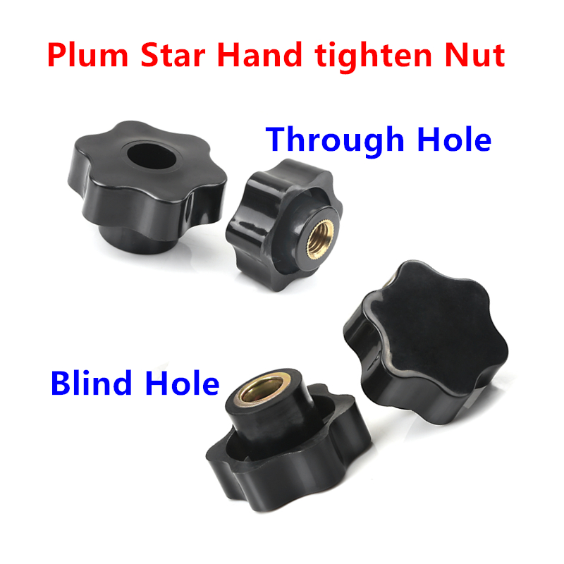 Knob Hand Nut M5 M6 M8 M10 Plum Bakelite hand tighten nuts Handle Thread Star Mechanical Black Thumb Nut Clamping Manual Nuts