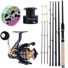 Sougayilang Portable 6 Section Fishing Rod Reel Set M Power Carbon Fiber Spinning Rod with13 +1BB Spinning Reels Combo Pesca