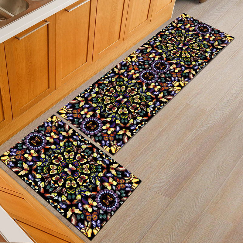 2 Piece Anti-slip Kitchen Mat Set Entrance Doormat Runner Rug Set Bedroom Floor Carpet Long Hallway Porch Mats
