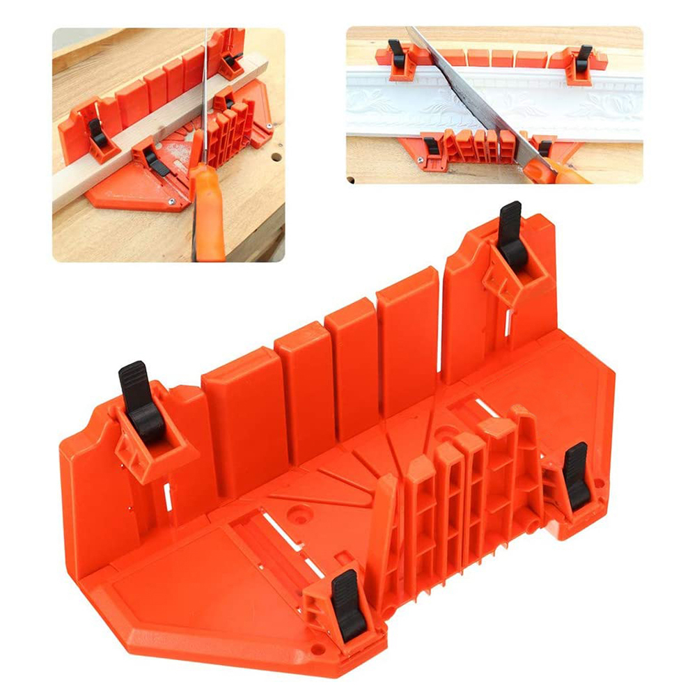 Adjustable Wood Cutting Clamping Miter Saw Box Woodworking Back Saw 0/22.5/45/90 Degree Clamping Mitre Box Cabinet Case Cutting