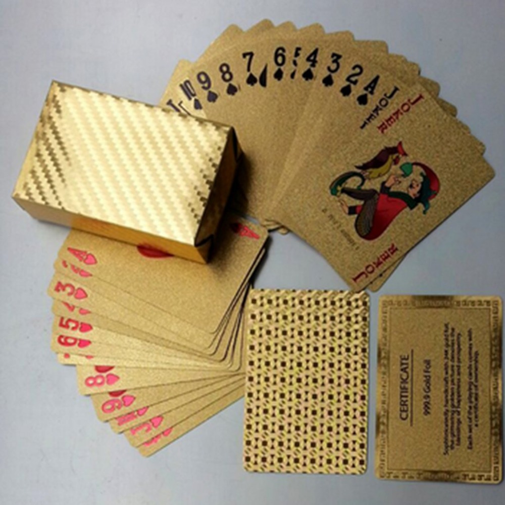 Hot Golden Waterproof Design Playing Cards Durable Use Gold Foil Poker Playing Cards Best Gift Gambling Table Games
