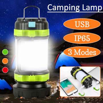 LED Camping Light USB Rechargeable Flashlight Dimmable Portable Spotlight Work Light Waterproof Searchlight Emergency Torch