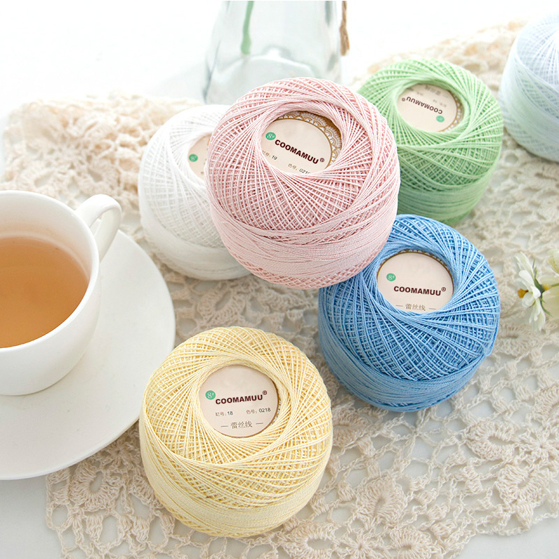 100% Cotton 50g/Pcs 0.8mm Lace Crochet Yarn By 1.5mm Crochet Hooks, Hand-Knitted baby Silk Thin Yarn For Knitting