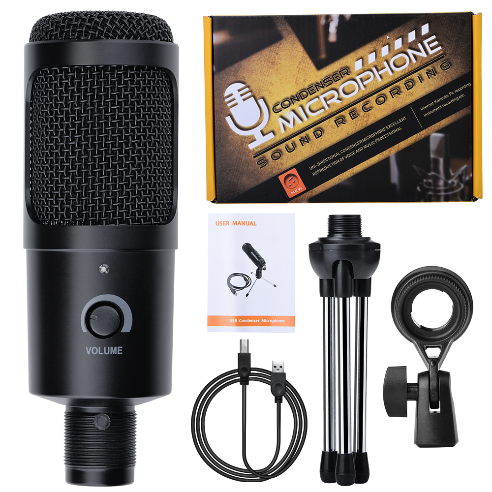 Recording USB Condenser Microphone Professional Studio Microphones For PC Computer Laptop Voice Podcasting For Youtobe Mic Stand