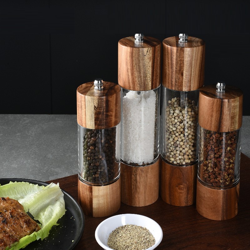 1pcs Pepper Grinder Transparent Pepper Mill Salt Grinding Ceramic Core Multipurpose Seasoning Bottle Cruet Kitchen Tools