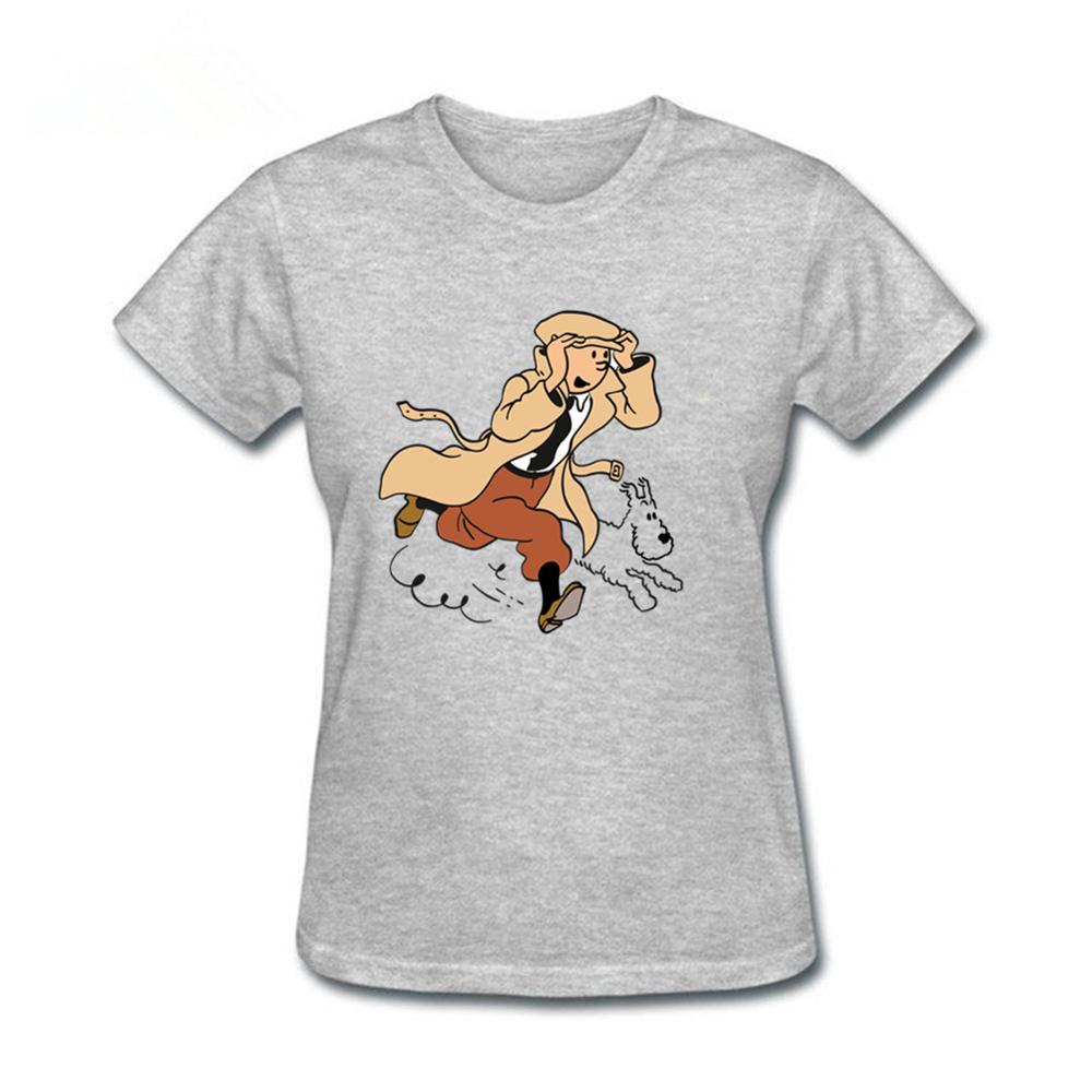 Tintin and his dog The Adventures of Tintin T Shirt Fox Terrier Snow Dog Fashion Funny Tintin Adventure Time Tshirt girl tops