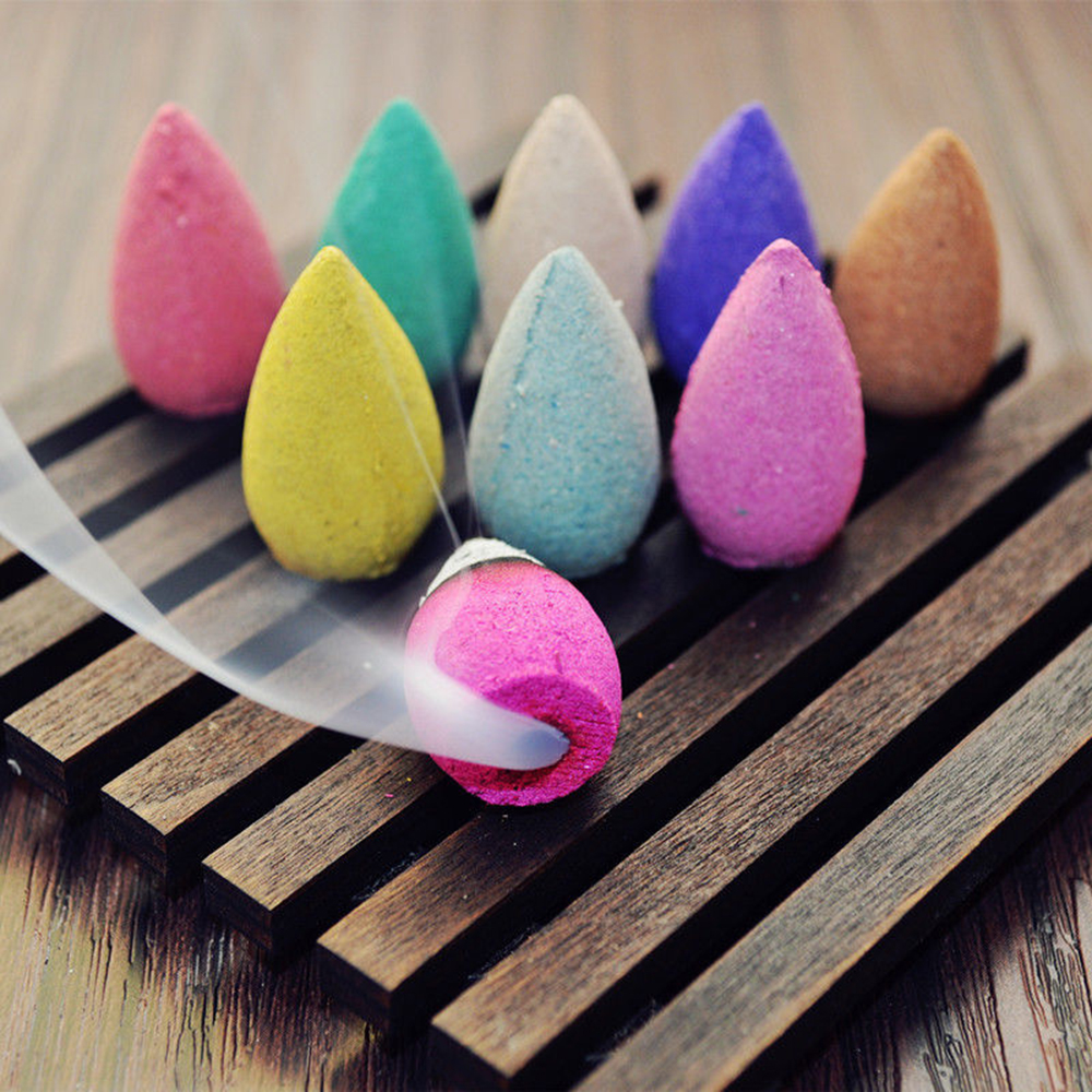 50 pcs Floral Incense Cone With Tray Colorful Fragrance Scent Tower Incense Mixed Scent Aromatherapy Fresh Air Aroma Spice