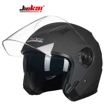 JIEKAI Motorcycle Helmet Open Face Moto Helmet Motocicleta Cascos Para Moto Racing Motorcycle Vintage Helmets Double Lens Black
