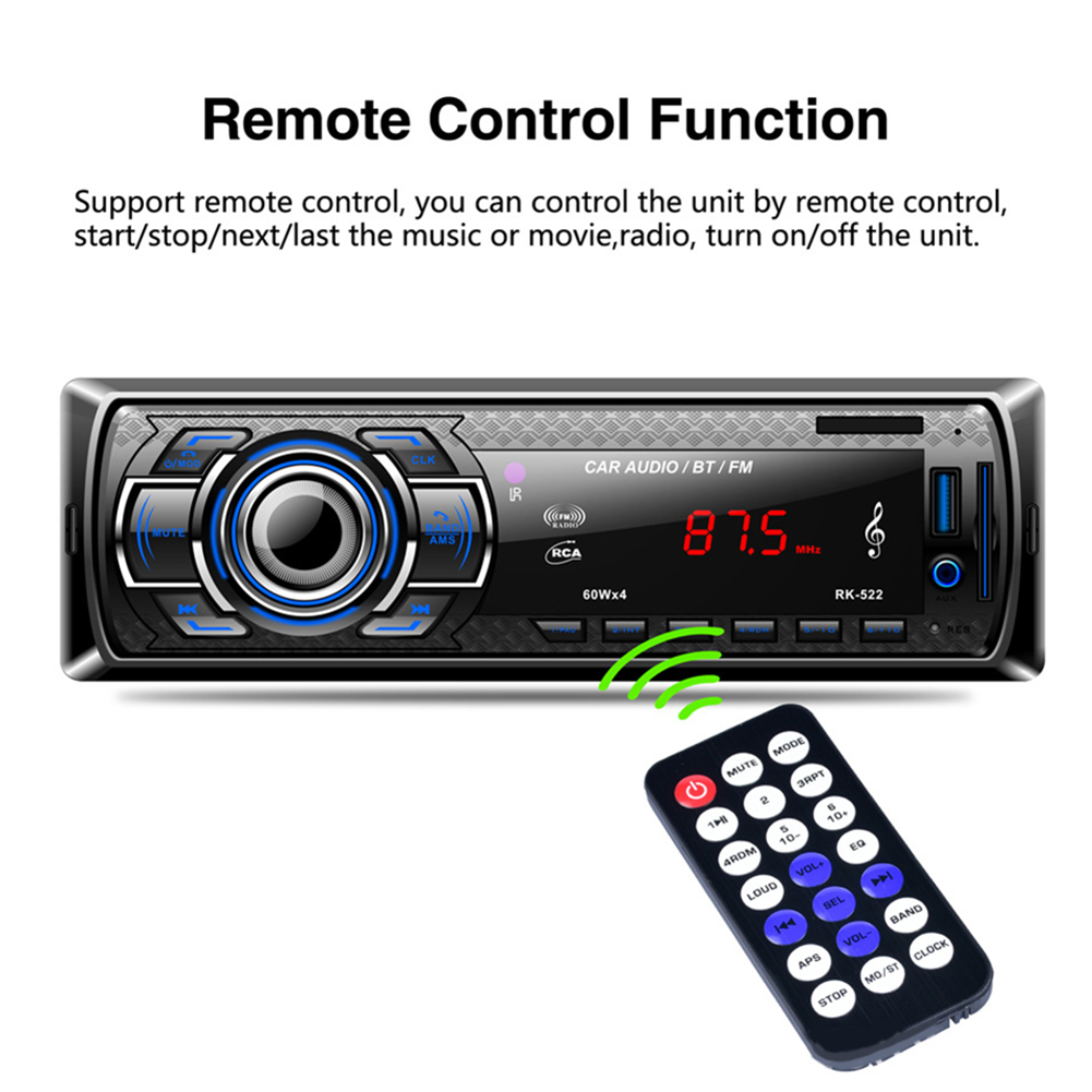 DC12V RK-522 Bluetooth Car Card U Disk MP3 Music Player FM Tuner with Remote Control Car MP3 Player Electronic Components