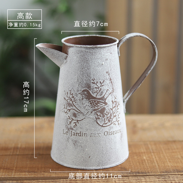 Retro distressed pastoral style watering Can Iron Water Cans metal garden decors Flower arrangement container gardening