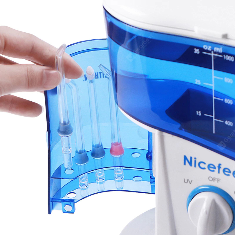 Nicefeel FC188 Oral Irrigator Dental Jet SPA UV Sterilization Water Flosser Tooth Whitening Jet Tips with 7 Nozzles for Family