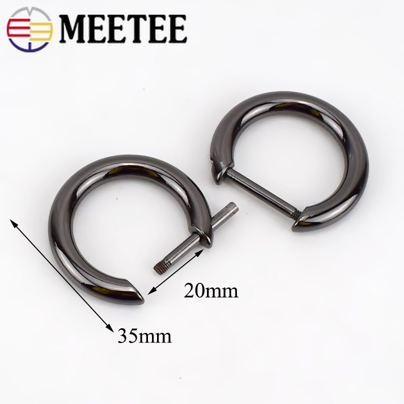 Meetee 5pcs 20/30mm Metal D Ring Buckles Removable Screw Bag Chain Hang Buckle DIY Luggage Hardware Decoration Accessories F1-21