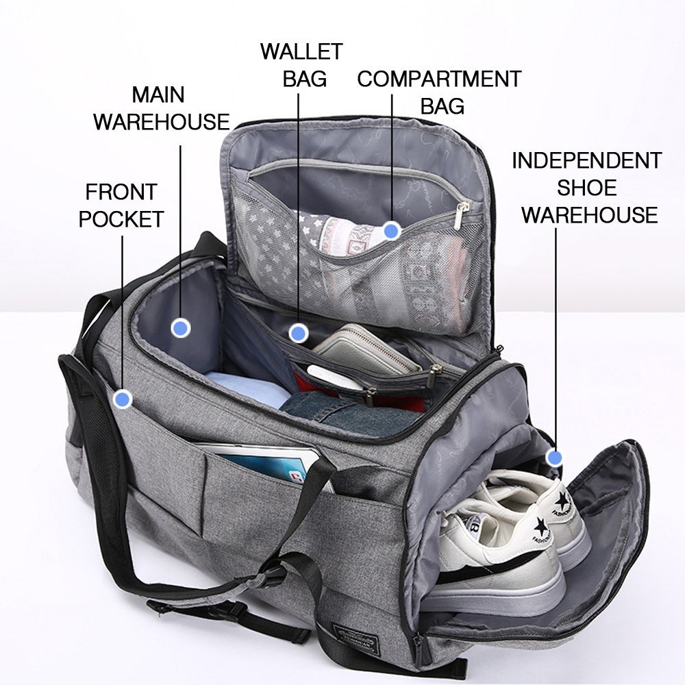 MARKROYAL Anti-theft Travel Bag Multifunctional Hand Luggage Duffle Bags Fashion Backpack Weekend Big Bag Man Backage Duffel Bag