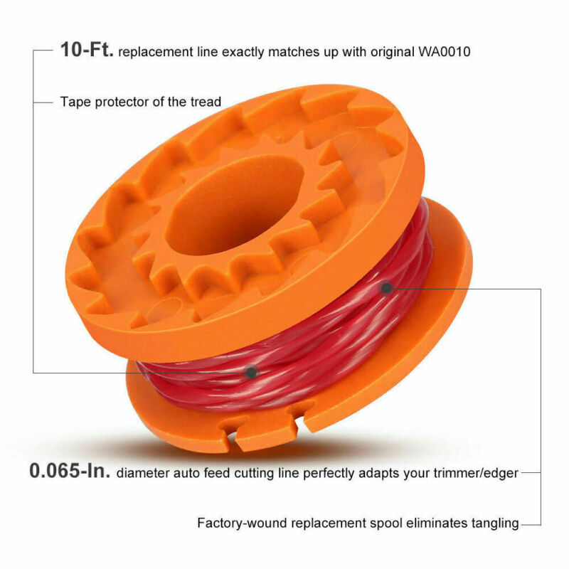 1 Or 14Pcs/pack 10ft Line String Trimmer Spool+Cap Cover For WORX WA0010 WG151 WG160 WG165 WG180