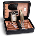 free ship COHIBA Leather Cigar Case Cedar Cigar Box Travel Humidor With Cigars Lighter Cutter Humidifier Set W/ Gift CLA-T113-1