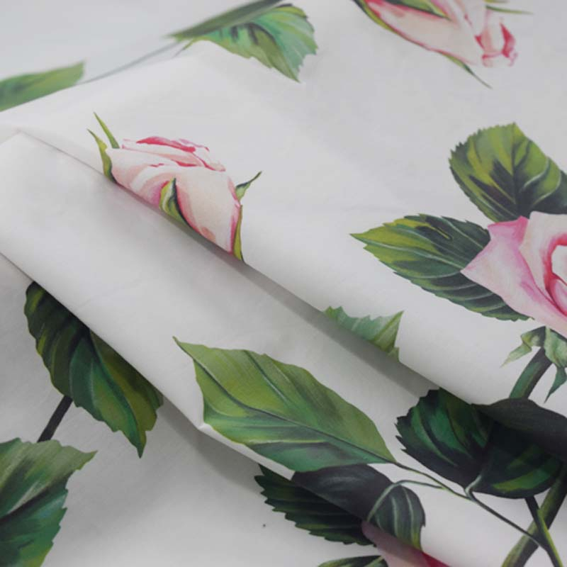 Pink rose digital painting pure cotton fabric for dress tissus au metre tissu coton фатин telas tecido ткани ткань хлопок tela