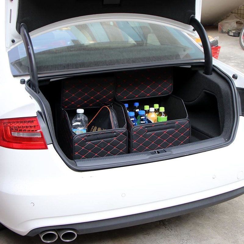 Car Storage Organizer Trunk Folding Leather Bag Seat Back Organizers Car Decoration Auto Stowing Tidying Organizer Multi-use Box