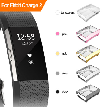 Ultra thin Electroplate Soft TPU Watch Case Full Cover Protective Shell Smart Watch Band Accessories For Fitbit Charge 2