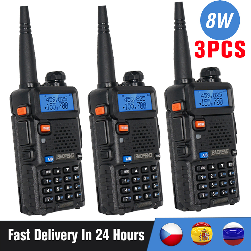 3/4 Units 8W Baofeng UV-5R Walkie Talkie UV5R Dual Band FM Transceiver UV 5R Amateur 10KM Hunting Ham Radio Transmitter Intercom