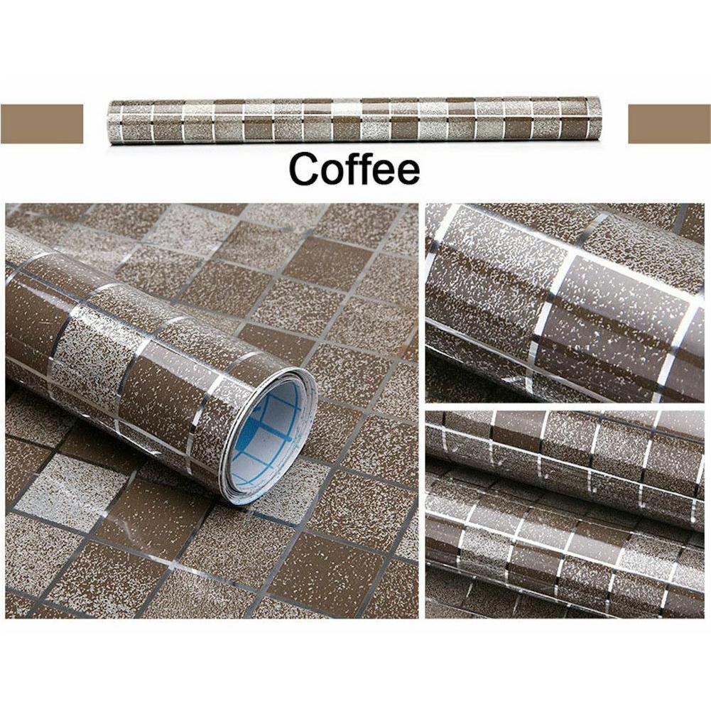 Aluminum Foil Self adhesive Wallpaper Bathroom Waterproof Paper Kitchen Wall Tile Stickers Oil-proof Wall Scrub Mosaic P4V2