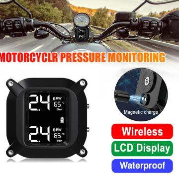 LCD Digital Display Motorcycle TPMS Wireless High-precision 5V Moto Tire Pressure Alarm Monitor Detector With Magnetic USB Port