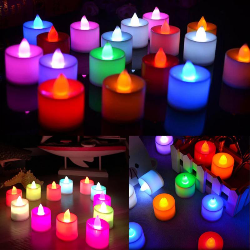 1 PC Multicolor Creative LED Candle Multicolor Lamp Simulation Color Flame Tea Light Home Wedding Birthday Party Decoration