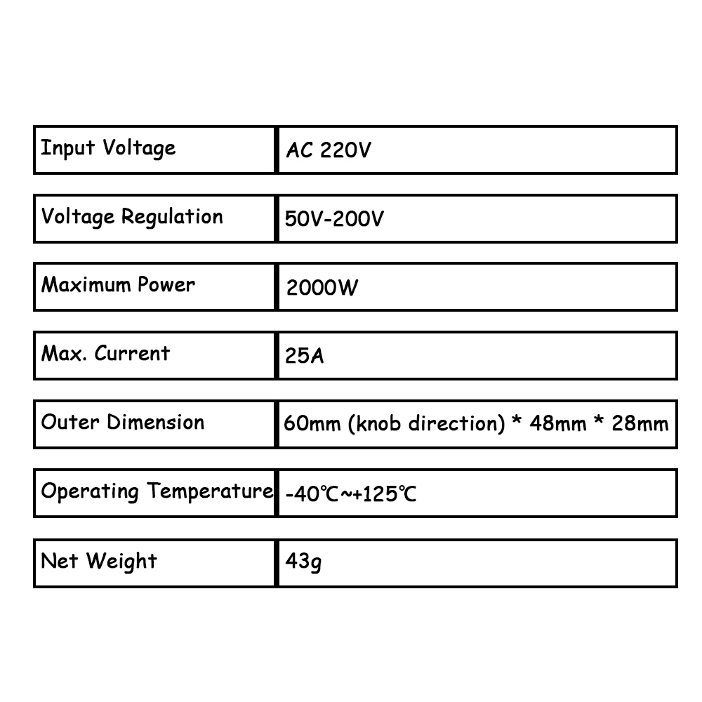 AC 220V 2000W Voltage Regulator Scr Dimming Dimmers Motor Speed Controller Thermostat Voltage Regulator