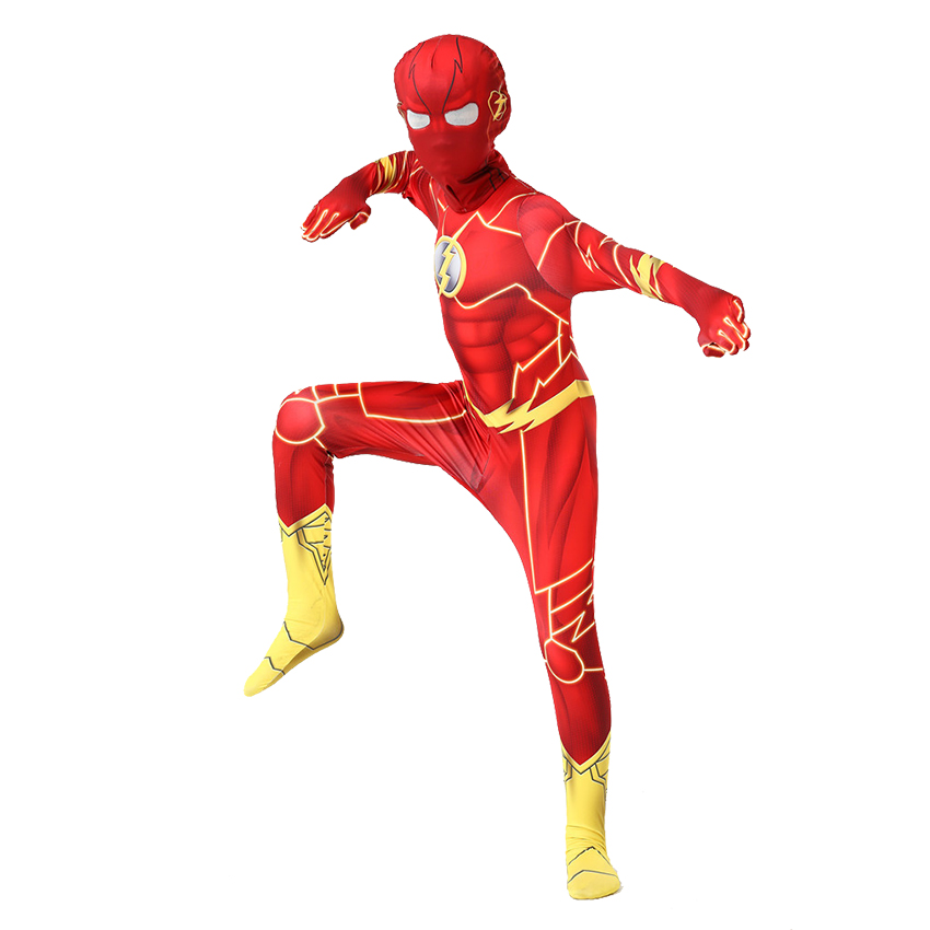 The Flash Costume Kids Superhero Barry Allen Cosplay Anime Children's Halloween Costumes for Kids Clothes The Flash Jumpsuits