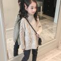 Girls sweater 2020 new Korean children's big children loose spring and autumn knitting thick line girl foreign style Twist braid