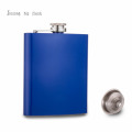 7 oz yellow or blue painted stainless steel hip flask with funnel