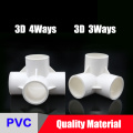 NuoNuoWell White PVC Pipe Fittings Straight Elbow Solid Equal Tee Connectors Plastic Joint Water Parts PVC 3/4/5 Ways DIY Shelf