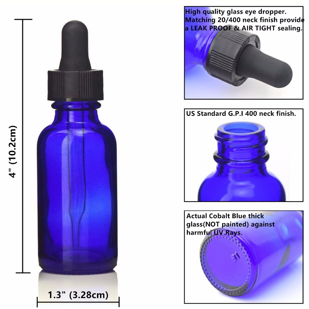 12pcs 30ml Blue Glass Pipette Bottle w/ glass eye dropper dispenser for essential oils aromatherapy chemistry lab chemicals 1oz