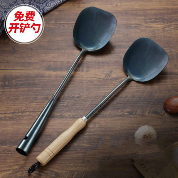 Handmade forged pot shovel Wok Spatula spoon set kitchen cook iron shovel long handle stir frying spoon turner Fried Steak Shove